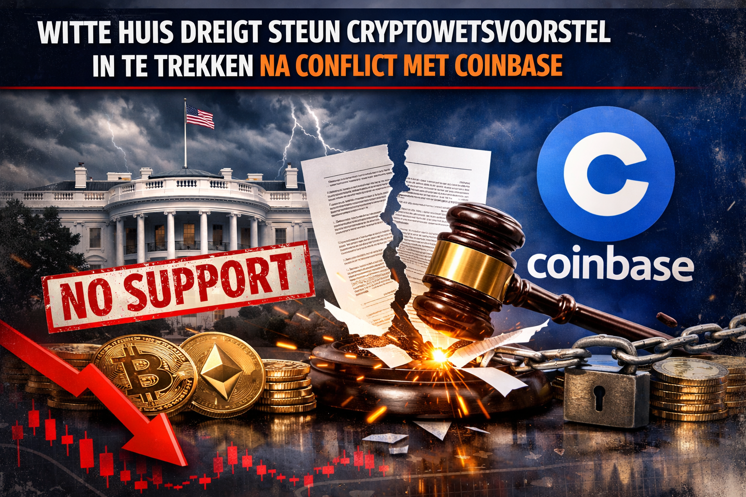 Het Witte Huis dreigt steun voor wetsvoorstel over cryptomarkt in te trekken vanwege geschil met Coinbase.